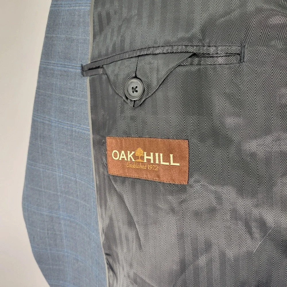 Oak‎ Hill Men's Sport Coat Blazer Two Button Blue Plaid Wool Size 54R